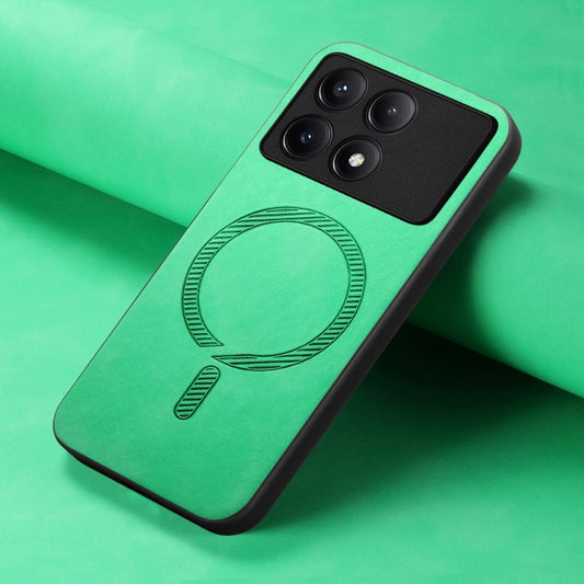 For Xiaomi Redmi K70 / K70 Pro 5G Solid Color Retro Magsafe PU Back Cover Phone Case(Green) - Xiaomi Cases by buy2fix | Online Shopping UK | buy2fix