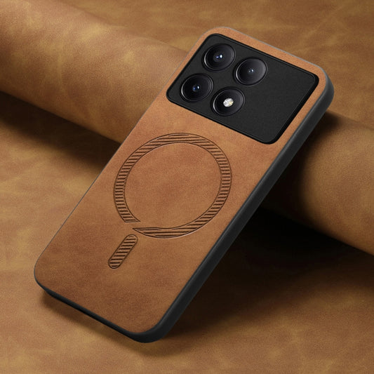 For Xiaomi Redmi K70 / K70 Pro 5G Solid Color Retro Magsafe PU Back Cover Phone Case(Brown) - Xiaomi Cases by buy2fix | Online Shopping UK | buy2fix