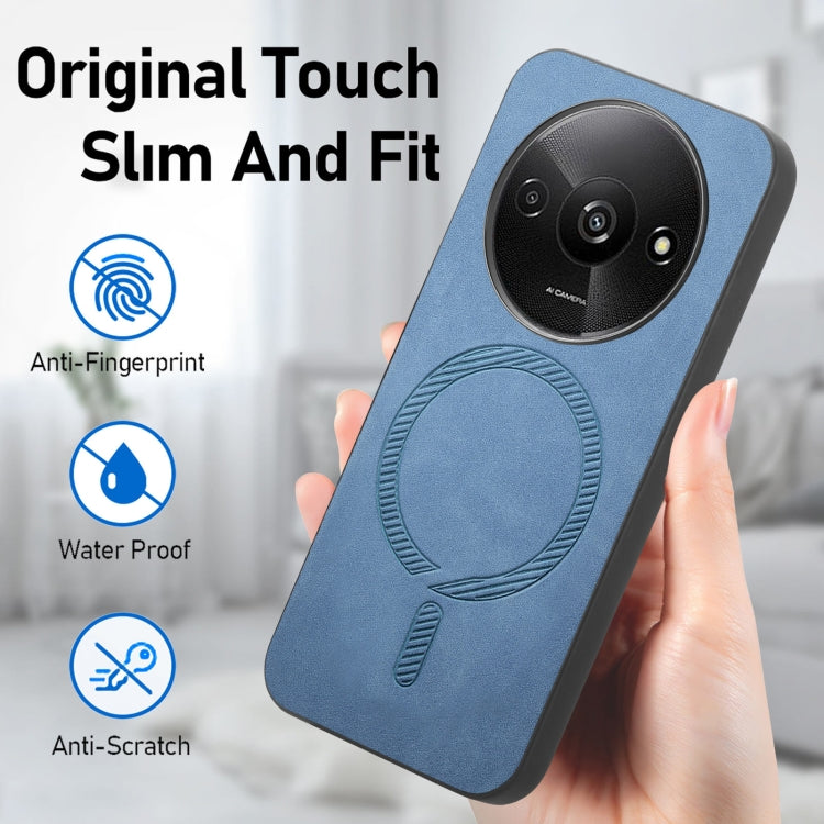 For Xiaomi Redmi 13C Solid Color Retro Magsafe PU Back Cover Phone Case(Blue) by buy2fix