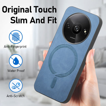 For Xiaomi Redmi 13C Solid Color Retro Magsafe PU Back Cover Phone Case(Blue) by buy2fix