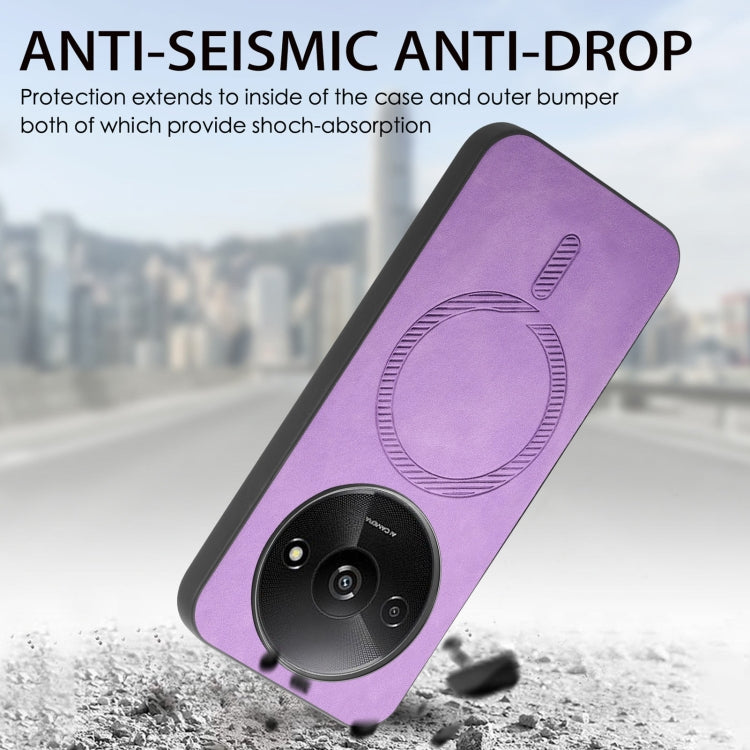 For Xiaomi Redmi 13C Solid Color Retro Magsafe PU Back Cover Phone Case(Blue) by buy2fix