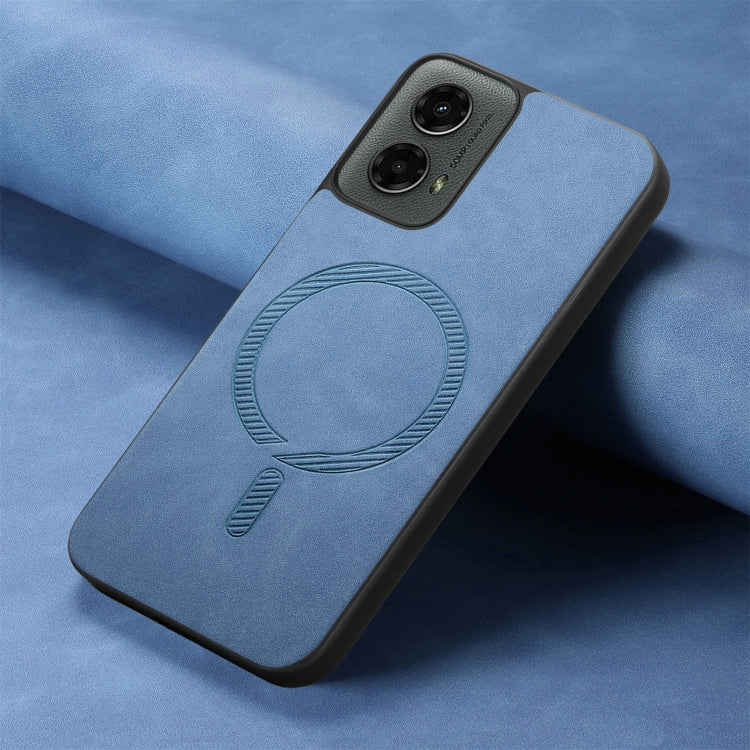 For Motorola Moto G 5G 2024 Retro Magsafe Magnetic PU Back Cover Phone Case(Blue) by buy2fix