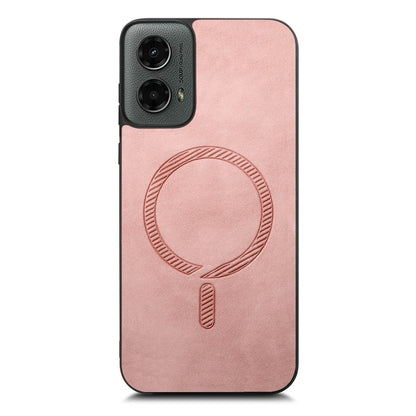 For Motorola Moto G 5G 2024 Retro Magsafe Magnetic PU Back Cover Phone Case(Pink) by buy2fix