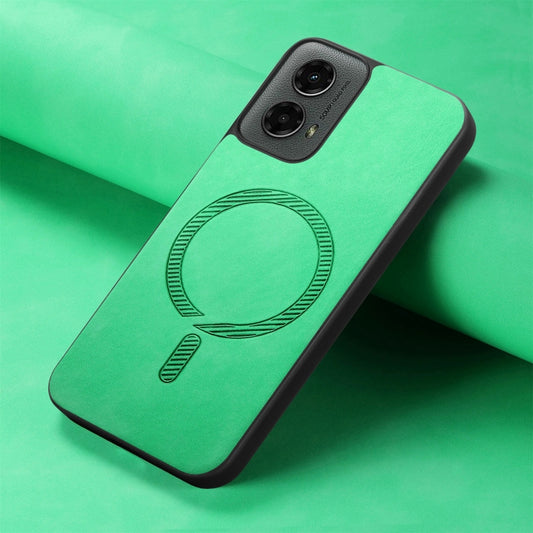 For Motorola Moto G 5G 2024 Retro Magsafe Magnetic PU Back Cover Phone Case(Green) by buy2fix