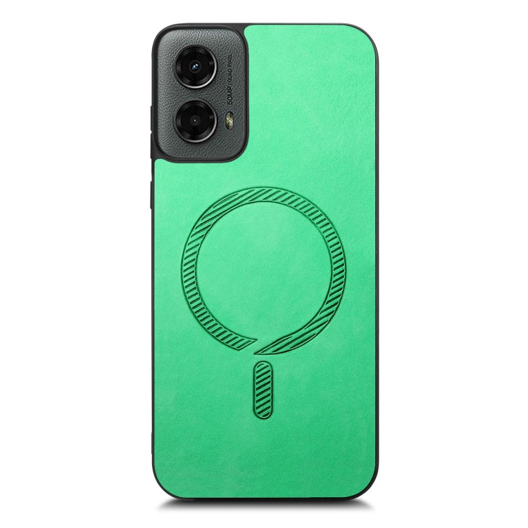 For Motorola Moto G 5G 2024 Retro Magsafe Magnetic PU Back Cover Phone Case(Green) by buy2fix