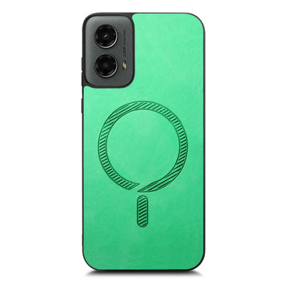 For Motorola Moto G 5G 2024 Retro Magsafe Magnetic PU Back Cover Phone Case(Green) by buy2fix