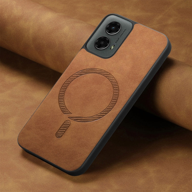 For Motorola Moto G 5G 2024 Retro Magsafe Magnetic PU Back Cover Phone Case(Brown) by buy2fix
