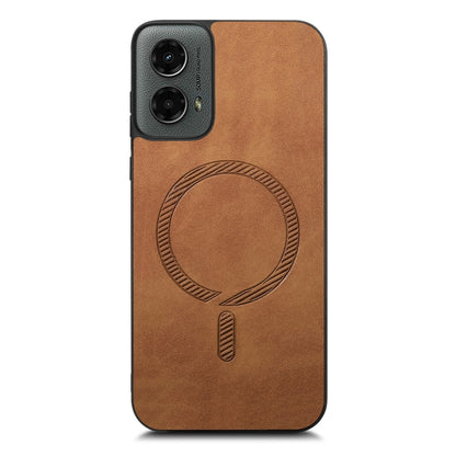 For Motorola Moto G 5G 2024 Retro Magsafe Magnetic PU Back Cover Phone Case(Brown) by buy2fix