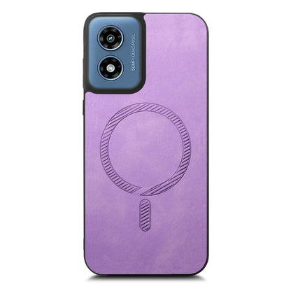 For Motorola Moto G Play 2024 4G Retro Magsafe Magnetic PU Back Cover Phone Case(Purple) by buy2fix