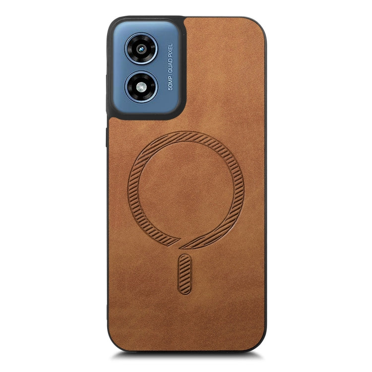 For Motorola Moto G Play 2024 4G Retro Magsafe Magnetic PU Back Cover Phone Case(Brown) by buy2fix