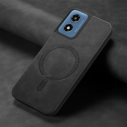 For Motorola Moto G Play 2024 4G Retro Magsafe Magnetic PU Back Cover Phone Case(Black) by buy2fix