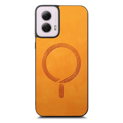 For Motorola Moto G Power 2024 5G Retro Magsafe Magnetic PU Back Cover Phone Case(Yellow) by buy2fix