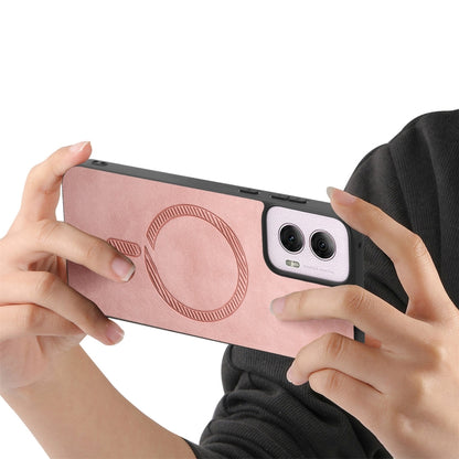 For Motorola Moto G Power 2024 5G Retro Magsafe Magnetic PU Back Cover Phone Case(Pink) by buy2fix