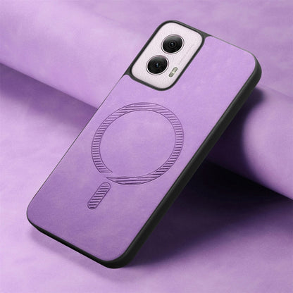 For Motorola Moto G Power 2024 5G Retro Magsafe Magnetic PU Back Cover Phone Case(Purple) by buy2fix