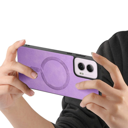 For Motorola Moto G Power 2024 5G Retro Magsafe Magnetic PU Back Cover Phone Case(Purple) by buy2fix