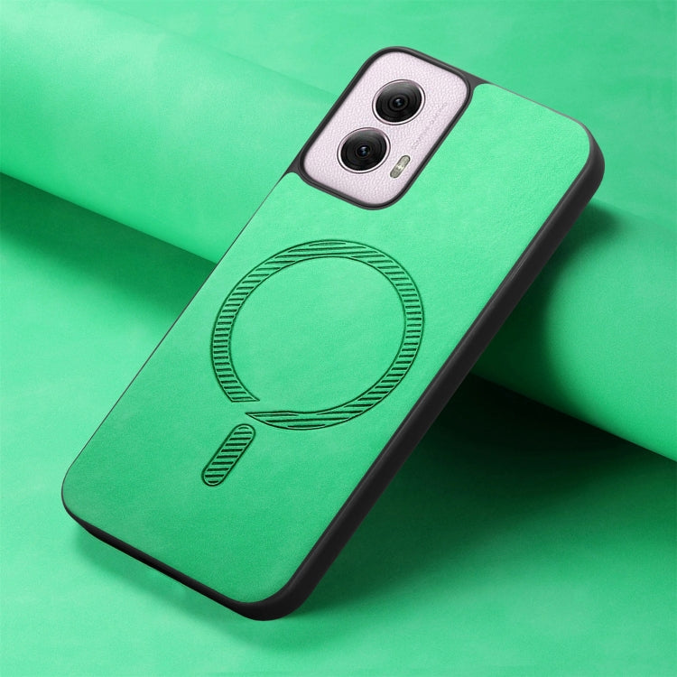 For Motorola Moto G Power 2024 5G Retro Magsafe Magnetic PU Back Cover Phone Case(Green) by buy2fix