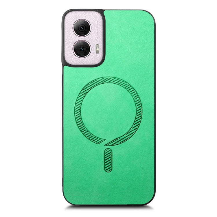 For Motorola Moto G Power 2024 5G Retro Magsafe Magnetic PU Back Cover Phone Case(Green) by buy2fix