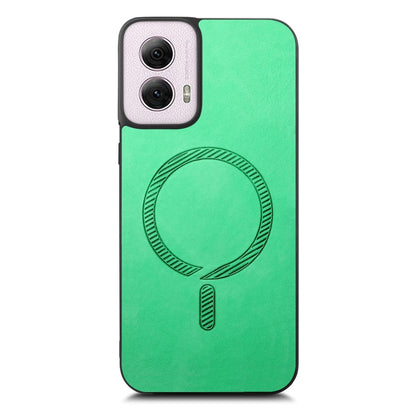 For Motorola Moto G Power 2024 5G Retro Magsafe Magnetic PU Back Cover Phone Case(Green) by buy2fix