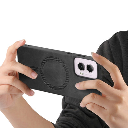 For Motorola Moto G Power 2024 5G Retro Magsafe Magnetic PU Back Cover Phone Case(Black) by buy2fix