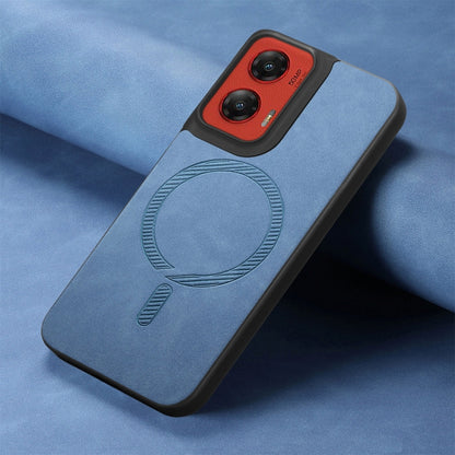 For Motorola Moto G Stylus 5G 2024 Retro Magsafe Magnetic PU Back Cover Phone Case(Blue) by buy2fix