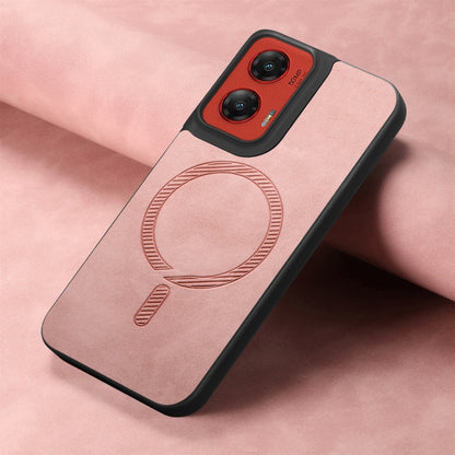 For Motorola Moto G Stylus 5G 2024 Retro Magsafe Magnetic PU Back Cover Phone Case(Pink) by buy2fix
