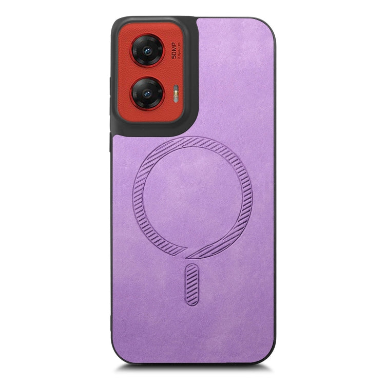 For Motorola Moto G Stylus 5G 2024 Retro Magsafe Magnetic PU Back Cover Phone Case(Purple) by buy2fix