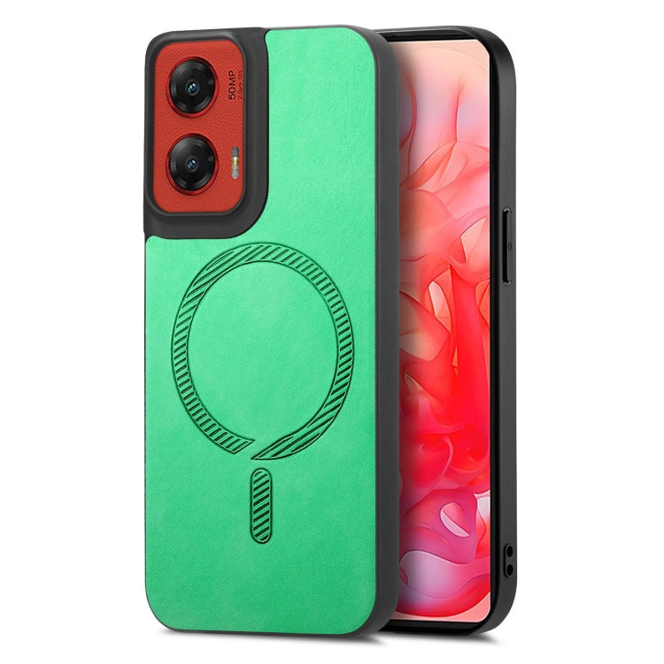 For Motorola Moto G Stylus 5G 2024 Retro Magsafe Magnetic PU Back Cover Phone Case(Green) by buy2fix
