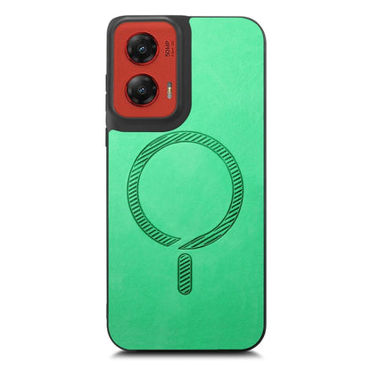 For Motorola Moto G Stylus 5G 2024 Retro Magsafe Magnetic PU Back Cover Phone Case(Green) by buy2fix