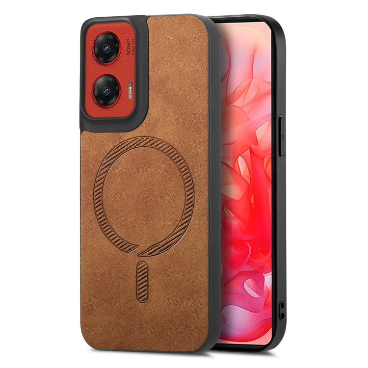 For Motorola Moto G Stylus 5G 2024 Retro Magsafe Magnetic PU Back Cover Phone Case(Brown) by buy2fix