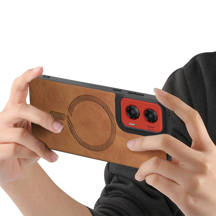 For Motorola Moto G Stylus 5G 2024 Retro Magsafe Magnetic PU Back Cover Phone Case(Brown) by buy2fix