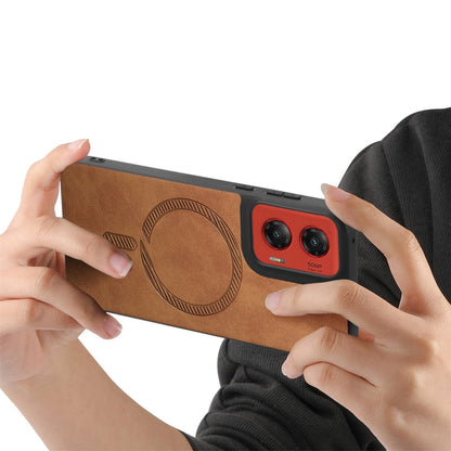 For Motorola Moto G Stylus 5G 2024 Retro Magsafe Magnetic PU Back Cover Phone Case(Brown) by buy2fix