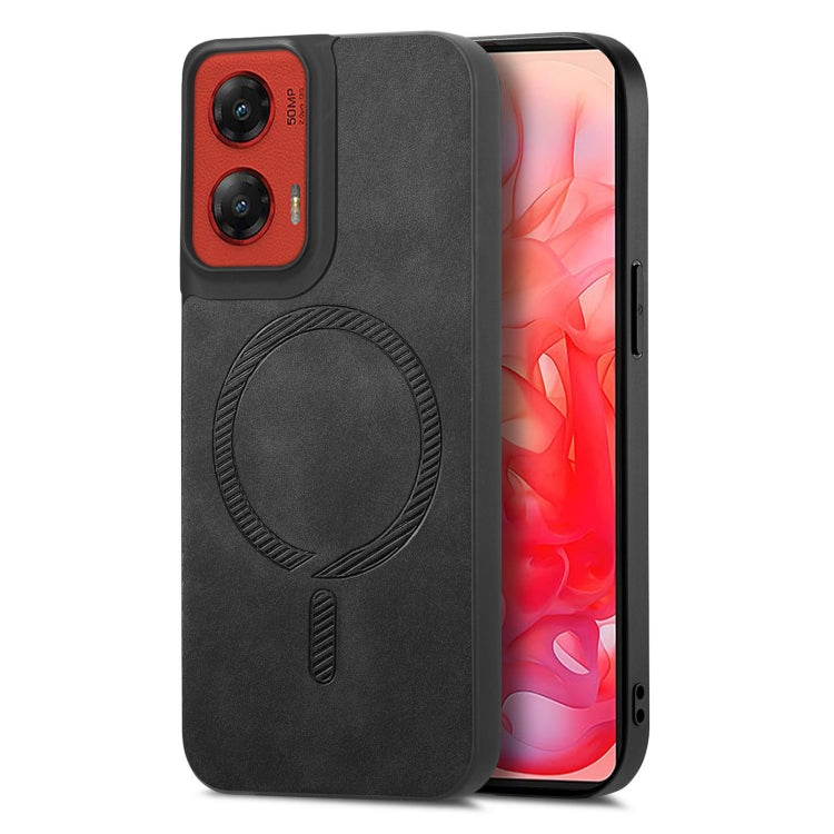 For Motorola Moto G Stylus 5G 2024 Retro Magsafe Magnetic PU Back Cover Phone Case(Black) by buy2fix