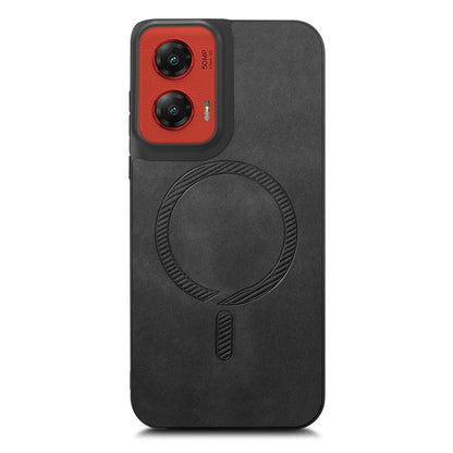 For Motorola Moto G Stylus 5G 2024 Retro Magsafe Magnetic PU Back Cover Phone Case(Black) by buy2fix