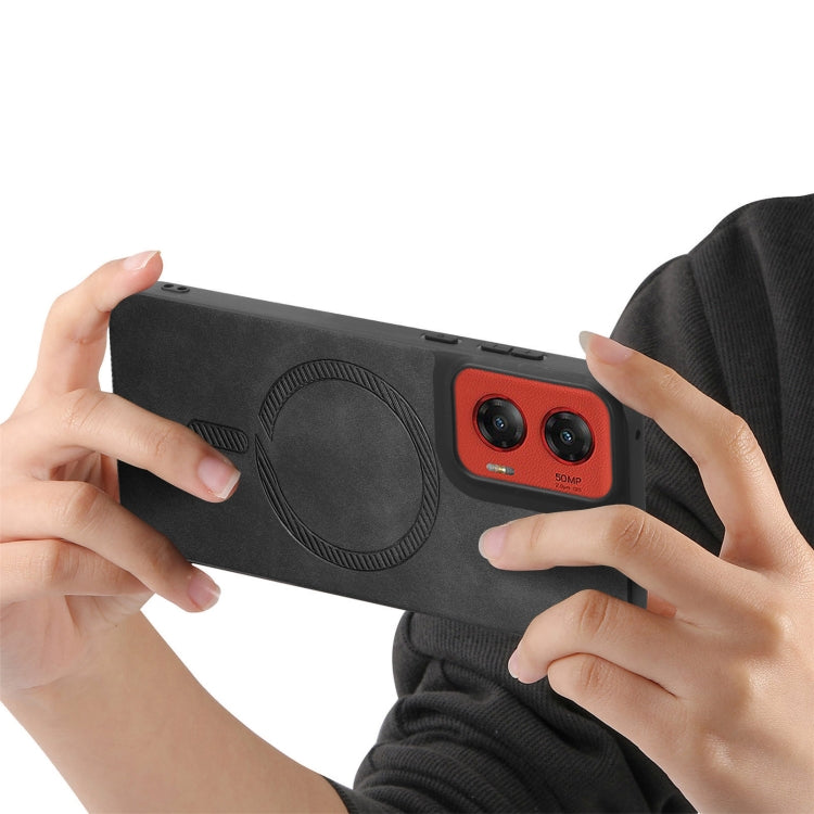 For Motorola Moto G Stylus 5G 2024 Retro Magsafe Magnetic PU Back Cover Phone Case(Black) by buy2fix