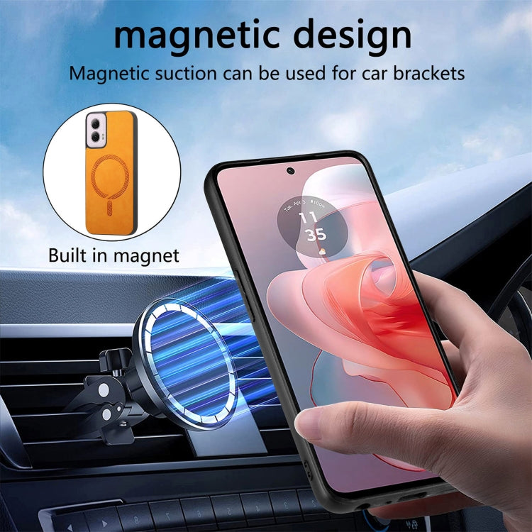 For Motorola Moto G Play 2024 4G Retro Magsafe Magnetic PU Back Cover Phone Case(Black) by buy2fix