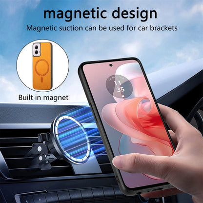 For Motorola Moto G Power 2024 5G Retro Magsafe Magnetic PU Back Cover Phone Case(Pink) by buy2fix