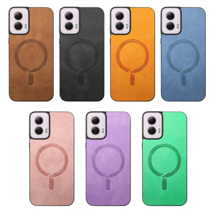 For Motorola Moto G 5G 2024 Retro Magsafe Magnetic PU Back Cover Phone Case(Black) by buy2fix