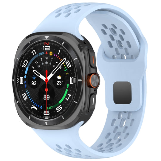 For Galaxy Watch Ultra2 2026 / 2025 / 1 2024 Holes Style Square Buckle Solid Color Silicone Watch Band(Sky Blue)