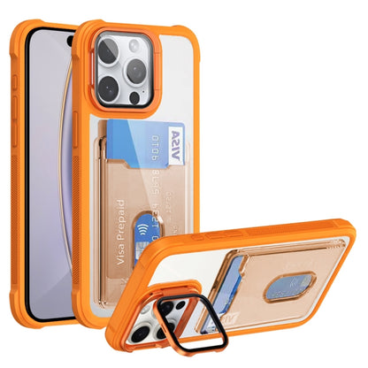For iPhone 16 Pro Max Card Bag Holder Acrylic Hybrid TPU Phone Case(Orange) by buy2fix