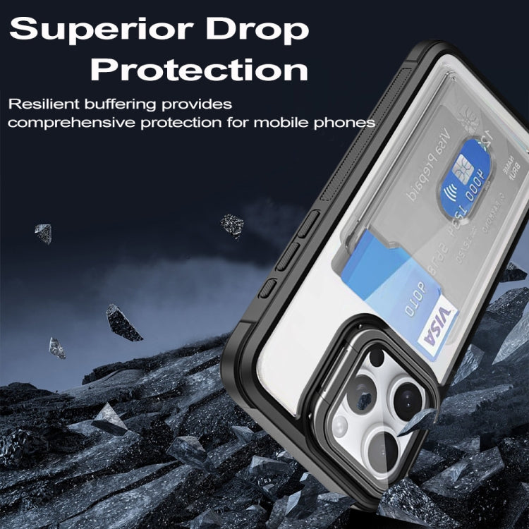 For iPhone 16 Pro Max Card Bag Holder Acrylic Hybrid TPU Phone Case(White) by buy2fix