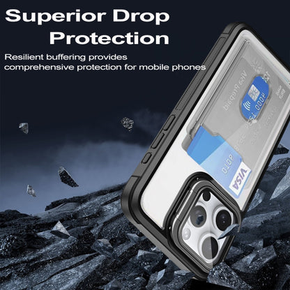 For iPhone 16 Pro Max Card Bag Holder Acrylic Hybrid TPU Phone Case(White) by buy2fix