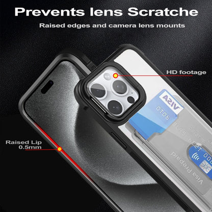 For iPhone 16 Pro Max Card Bag Holder Acrylic Hybrid TPU Phone Case(White) by buy2fix