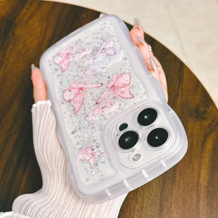 For iPhone 16 Wave Edge Butterfly TPU Hybrid PC Phone Case(White) by buy2fix