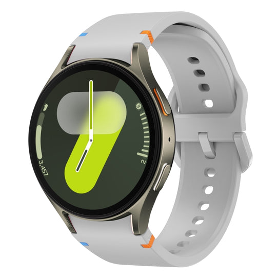 For Samsung Galaxy Watch 7 44mm Flat Sewing Design Silicone Watch Band(Light Gray)