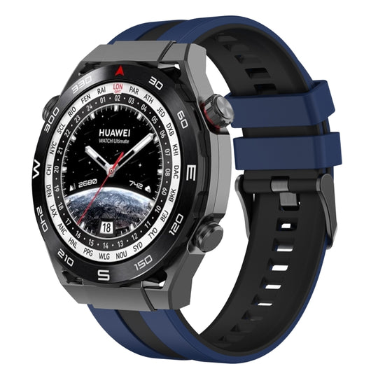 For Huawei Watch Ultimate 22mm Two Color Sports Silicone Watch Band(Blue+Black)