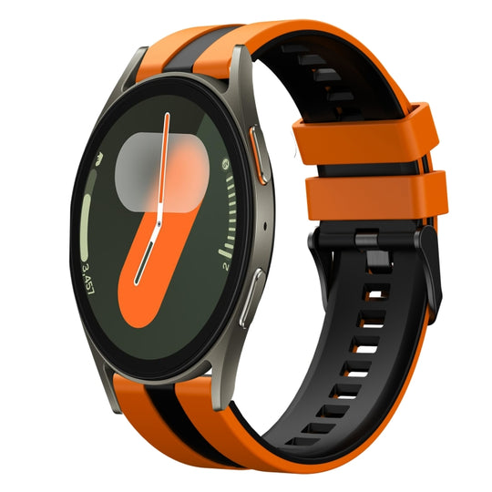 For Samsung Galaxy Watch 7 40mm 20mm Two Color Sports Silicone Watch Band(Orange+Black)