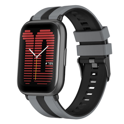 For Amazfit Active 20mm Two-Color Sports Silicone Watch Band(Grey+Black) - Watch Bands by buy2fix | Online Shopping UK | buy2fix