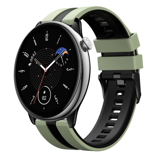 For Amazfit GTR Mini 20mm Two-Color Sports Silicone Watch Band(Light Green+Black) - Watch Bands by buy2fix | Online Shopping UK | buy2fix