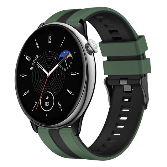For Amazfit GTR Mini 20mm Two-Color Sports Silicone Watch Band(Olive Green+Black) - Watch Bands by buy2fix | Online Shopping UK | buy2fix