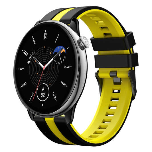 For Amazfit GTR Mini 20mm Two-Color Sports Silicone Watch Band(Black+Yellow) - Watch Bands by buy2fix | Online Shopping UK | buy2fix